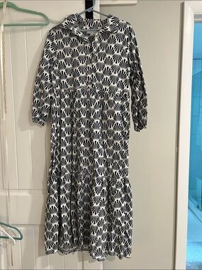 Tahari Black and White Patterned Tiered Maxi Dress